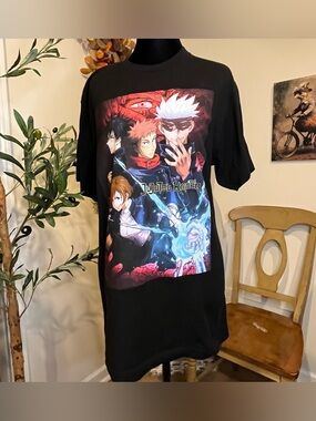 Jujutsu Kaisen Anime Manga Black Graphic T-Shirt Men Med